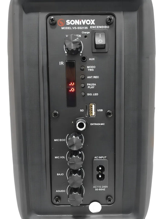 Parlante Sonivox Vs-ss2135 Portátil Con Bluetooth Negra Color Negro
