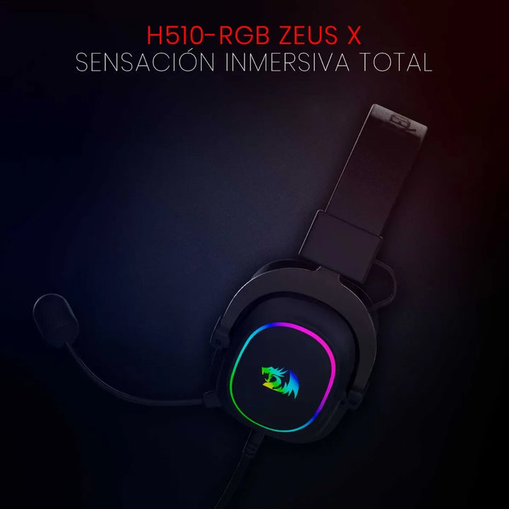 Auriculares Gamer Redragon Gamer Zeus X H510 Rgb Led Usb Negro