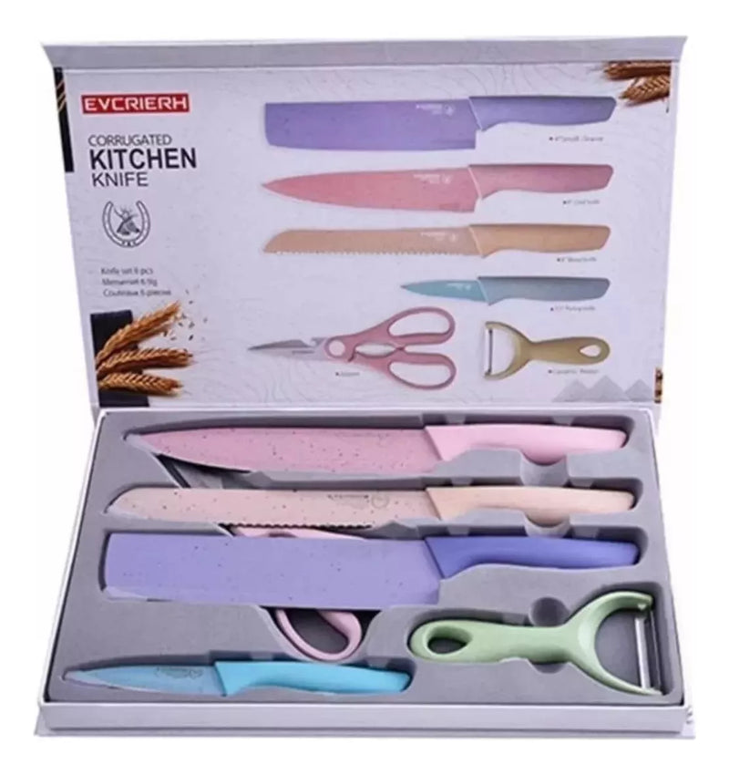 Set Juego De Cuchillos Cocina X6 Piezas