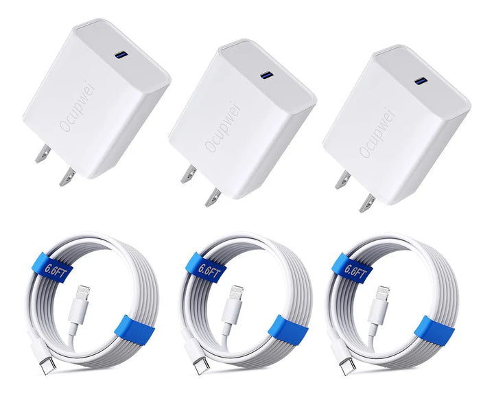 Ocupwei Cargador De Telefono [certificado Mfi] Paquete De 3,