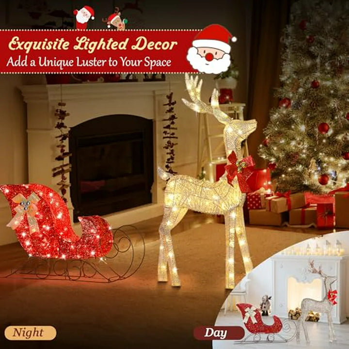 Decoraciones Navideñas Exterior: Reno 3d Con 160 Luces Led