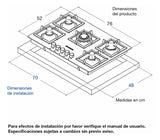 Estufa De Empotrar Vidrio Templado Negro Cinco Puestos 76 Cm