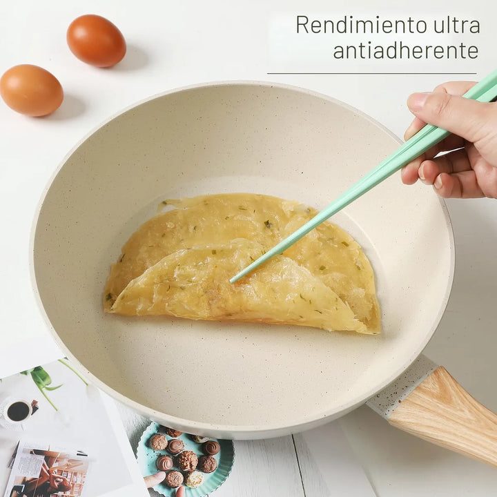 Juego De Ollas Y Sartenes Antiadherentes 16 Piezas Blancas