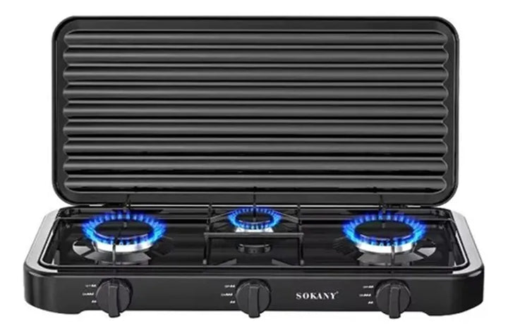 Estufa De Gas Sencilla 3 Boquillas Sk-6003 Sokany 5.5wk Negro