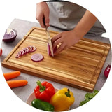 Tabla Picar Servir Teca Profesional Sellada Cera Abeja 28x40 Lisa Marrón