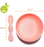 Bowl De Silicona Con Ventosa Y Cuchara Libre De Bpa Color Salmón