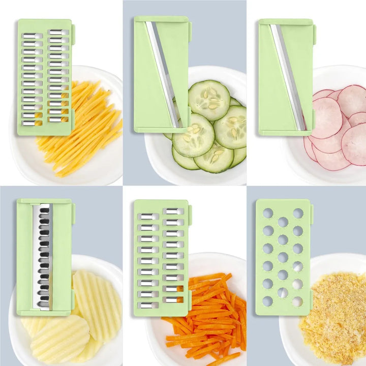 Combo X2: Pelador Y Rallador Verduras Protector 6en1 Chefmas Verde