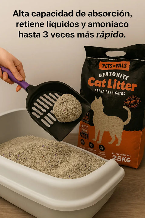 Arena Gatos Premium Control Olor Doble Aroma Talco Bebé 25kg