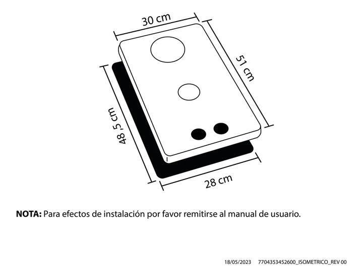 Estufa De Empotrar Haceb Inox 30cm Gas Natural Hierro Fundid