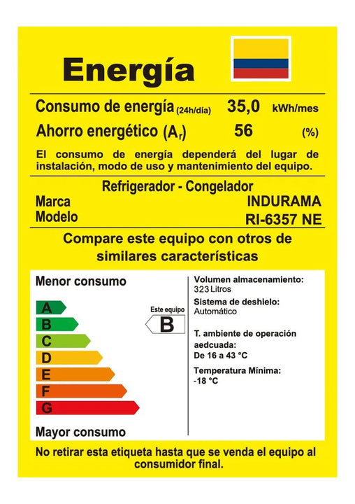 Nevera Indurama Tipo Europeo Ri-6357 Negro