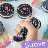 Pack 2 Juguetes Squishys Oreo Kawaii Antiestrés Pegajoso Color Negro