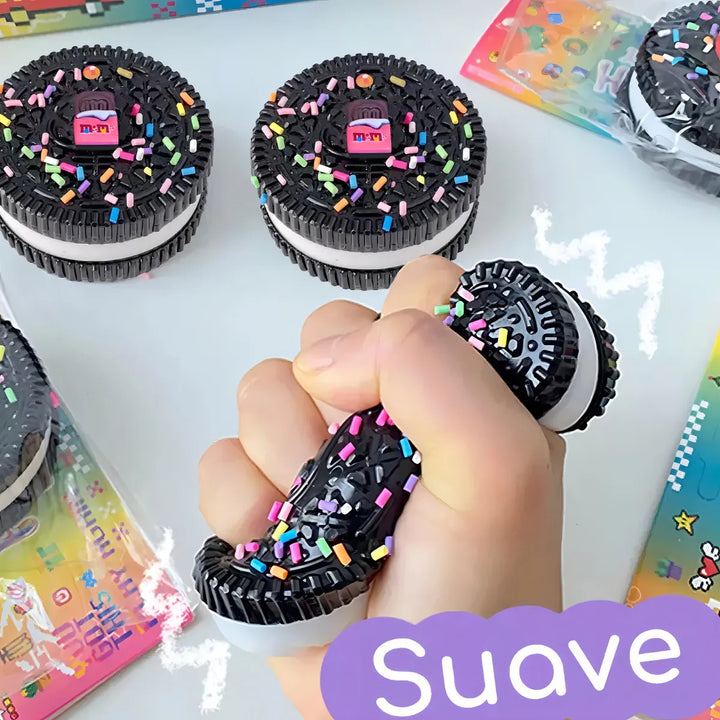 Pack 2 Juguetes Squishys Oreo Kawaii Antiestrés Pegajoso Color Negro