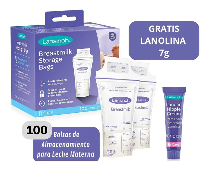 Bolsas Almacenamiento Leche Materna 100 Unds + Crema Pezones
