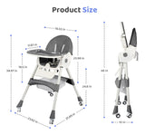 Silla Alta Plegable 6 En 1 Para Bebé Con Ruedas Ajustable