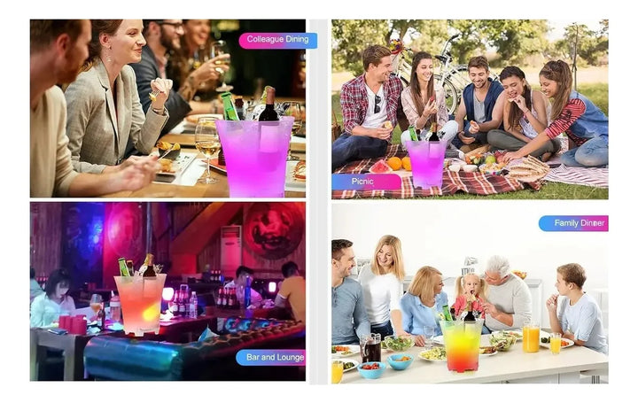 Parlante Bafle Portatil Hielera Cubeta Luces Bluetooth Usb Blanco