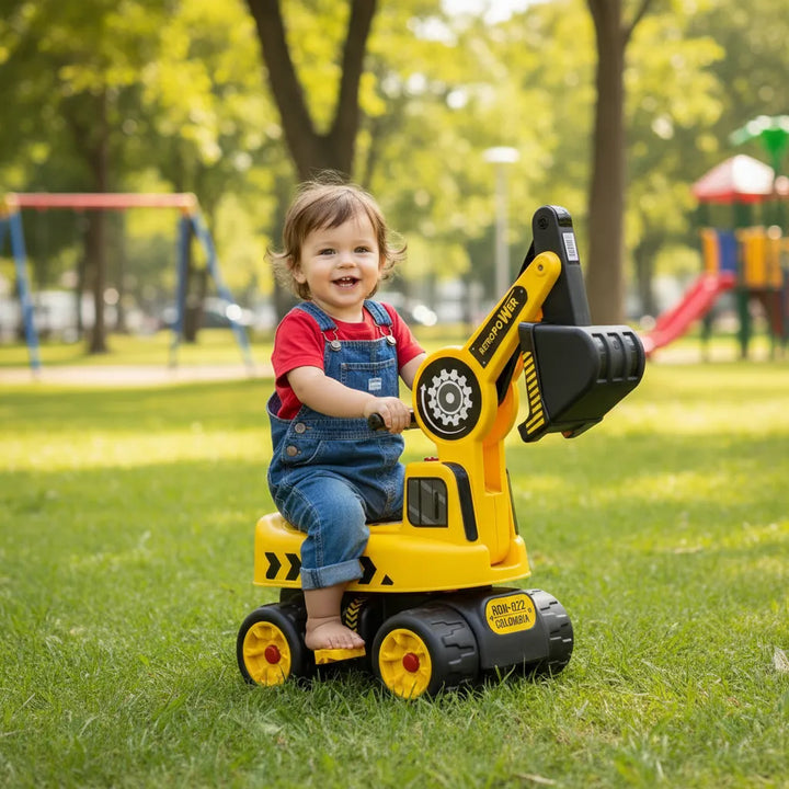 Retroexcavadora Montable Juguete Amarillo