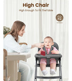 Silla Alta Plegable Para Bebés Y Niños Con Bandeja Gris