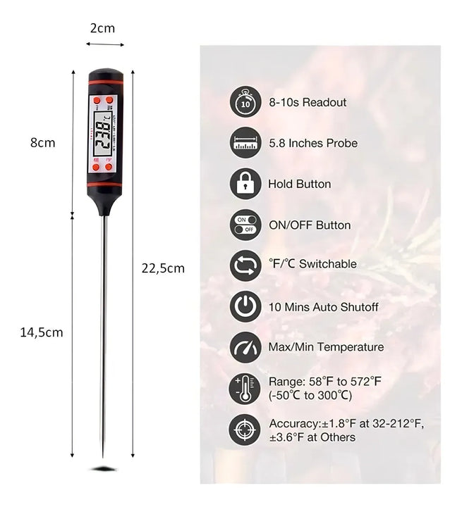 Termómetro De Cocina Digital Para Alimentos Gastronomía