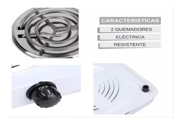 Estufa Fogón Eléctrica 2 Puestos 5 Niveles De Temperatura Disponible