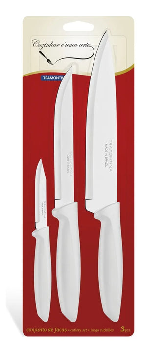Juego De Cuchillos Kit X3 Tramontina Original Inoxidables Blanco