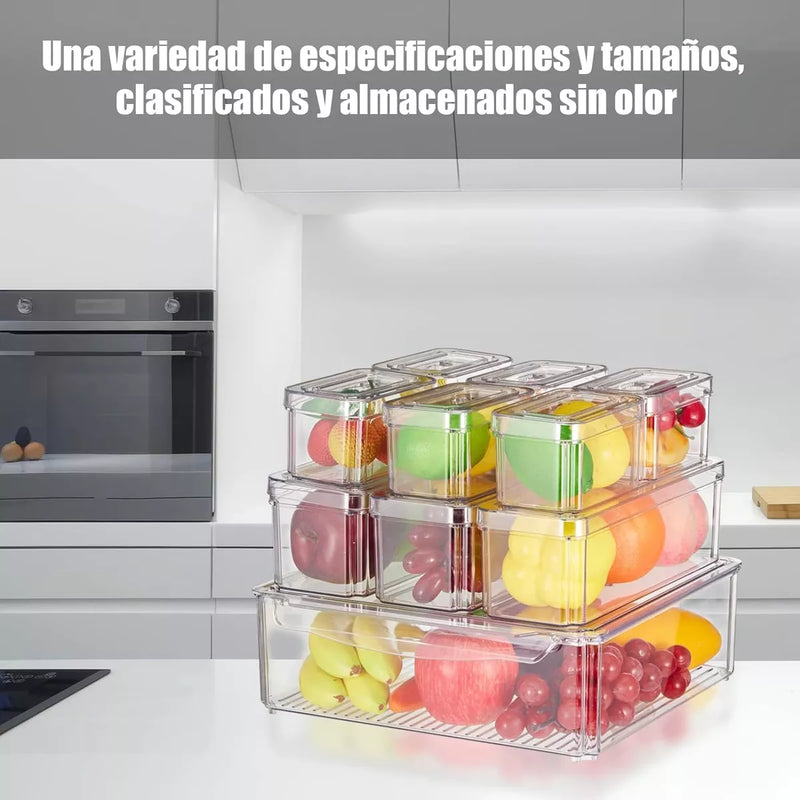 Juego De 10 Organizadores Refrigerador Caja Almacenamiento