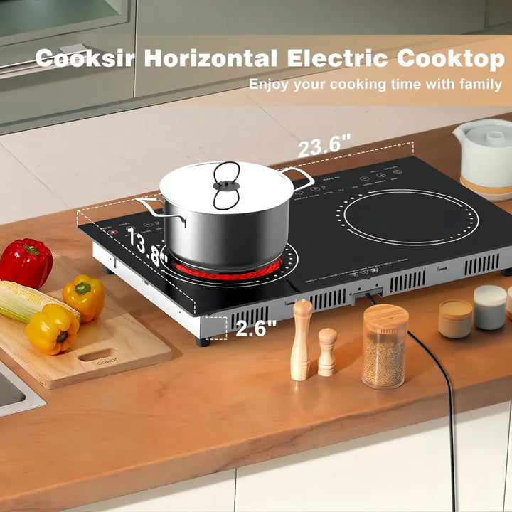 Estufa De Inducción 2 Puestos Digital 1200w Cada Hornilla Color Negro