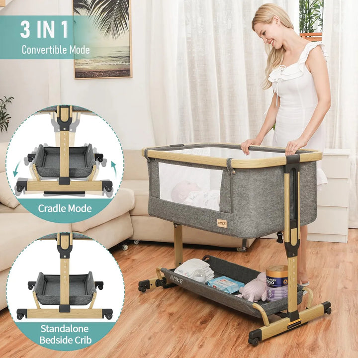 Moisés De Bebé 3 En 1 Cuna Portátil Ajustable Con Bolsa