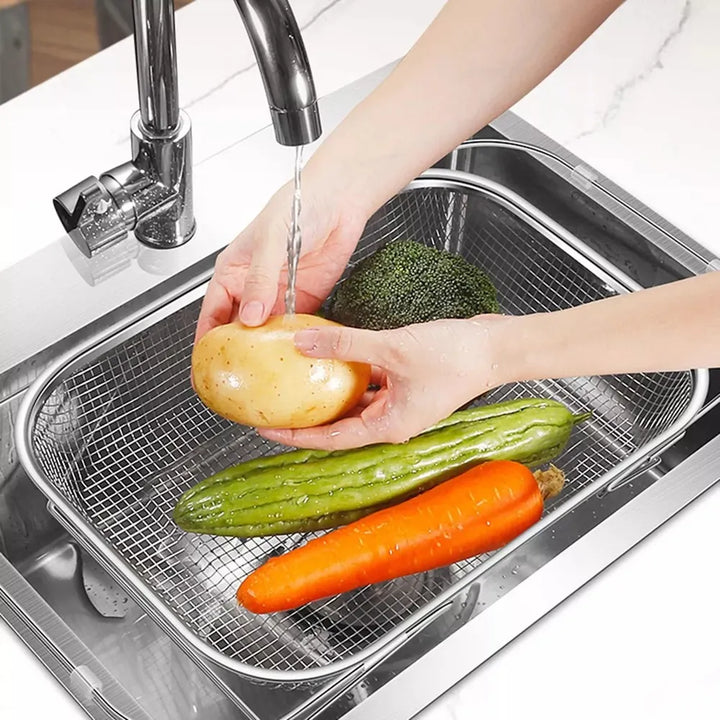 Escurridor Cesta De Drenaje De Acero Inoxidable Lavaplatos Plateado