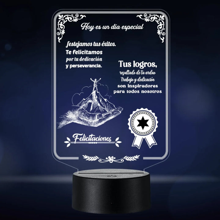 Lámpara De Noche Regalo Felicitaciones Grado Decoración Negro