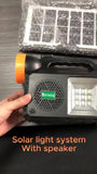 Radio Parlante Con Panel Solar Linterna+3bombillos Fm Am Bt Negro