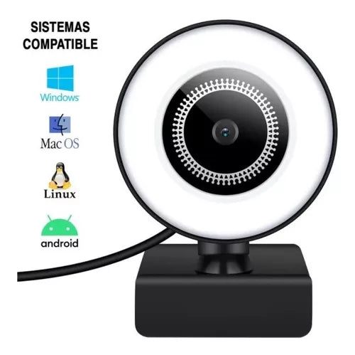 Webcam 1080p Camara Web Cam Full Hd 1080 Microfono Aro Led