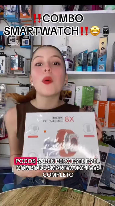 Combo Reloj Smart Watch X8 Ultra + Audifonos In Ear + Power Bank - Naranja