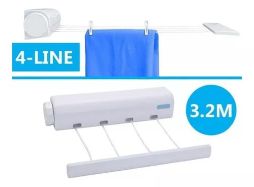 Tendedero Extensible Retráctil Para Ropa 4 Cuerdas De Pared