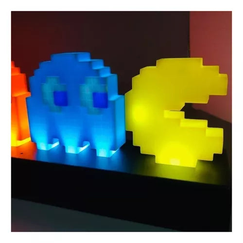 Lampara Luz Nocturna Usb Control Sonido Colorido De Pac-man