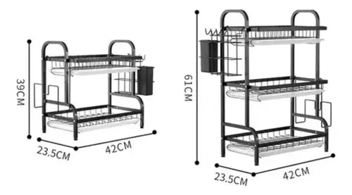 Estante Escurridor De Cocina Para Platos En Hierro 3 Niveles Color Negro