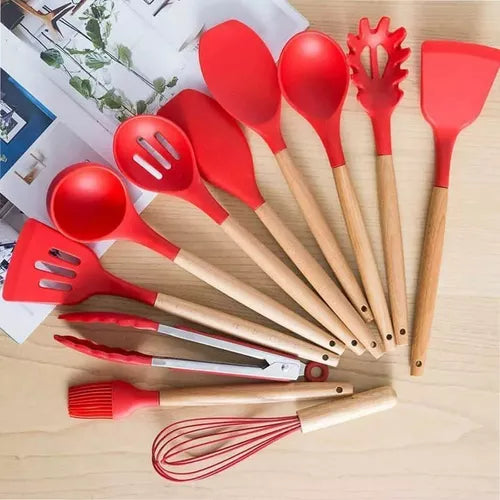 Set 12 Utensilios De Cocina Silicona Resistente Calor Juego