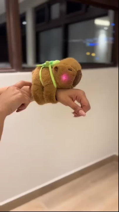 Peluche Capibara Cola Giratoria Luz Led Música Juguete Niños Café