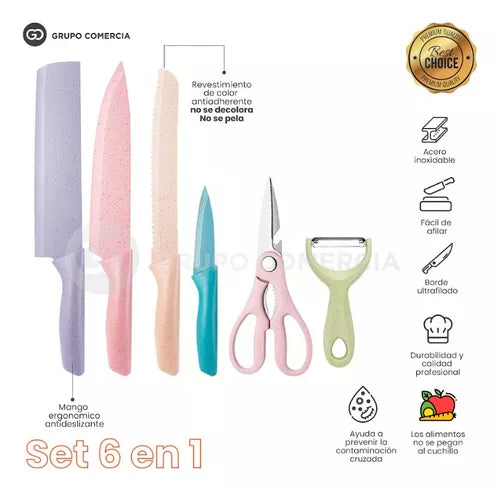 Set Juego De Cuchillos Cocina X6 Piezas