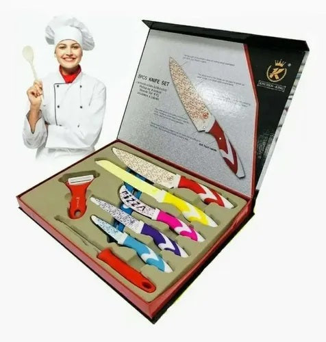 Juego Set De Cuchillos De Cocina 7 Piezas + Bonus Pelador