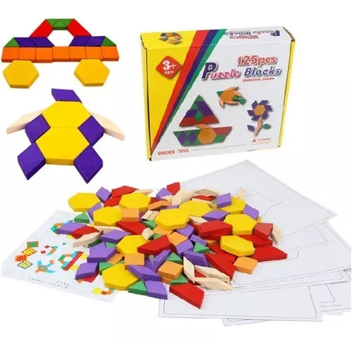 Puzzle Rompecabezas Geométrico De Madera Para Niños 125pc