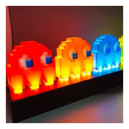 Lampara Luz Nocturna Usb Control Sonido Colorido De Pac-man