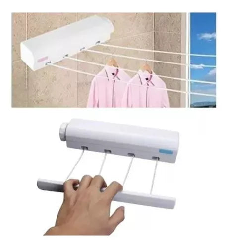 Tendedero Extensible Retráctil Para Ropa 4 Cuerdas De Pared