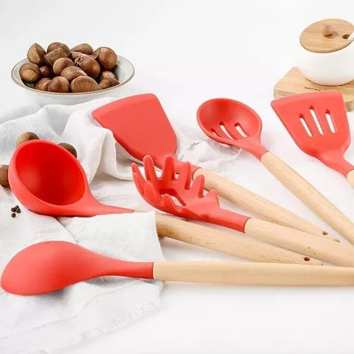 Set 12 Utensilios De Cocina Silicona Resistente Calor Juego