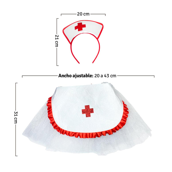 Disfraz Enfermera Infantil Tutú Diadema Halloween OF-1493