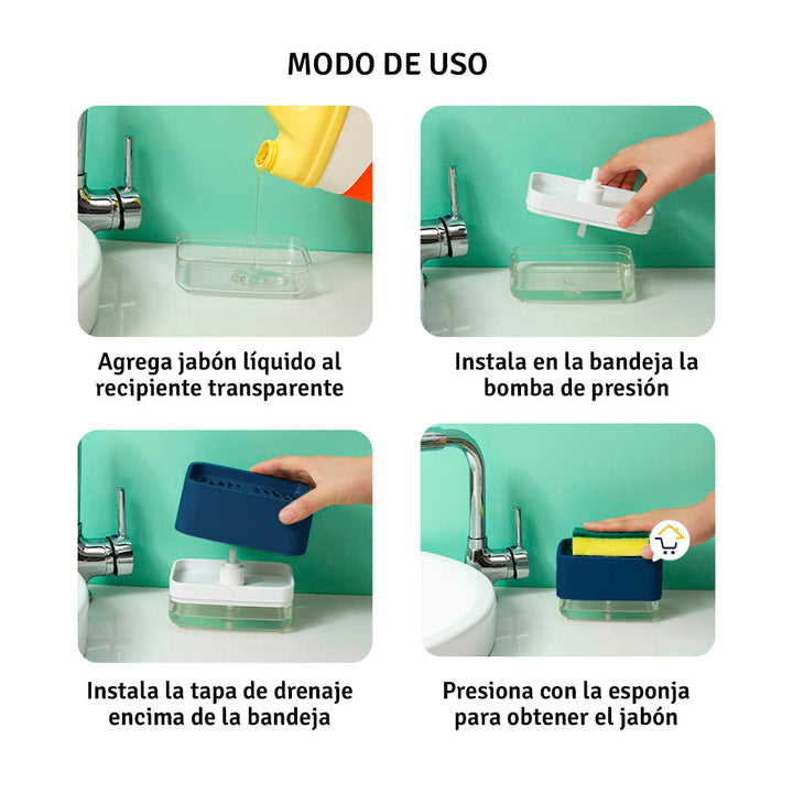 Dispensador Jabón Lavaplatos Esponja Cocina Jsm-127