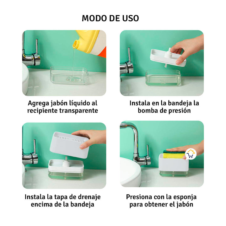 Dispensador Jabón Lavaplatos Esponja Cocina Jsm-127