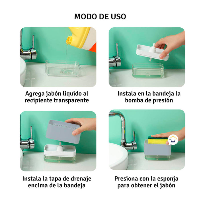 Dispensador Jabón Lavaplatos Esponja Cocina Jsm-127