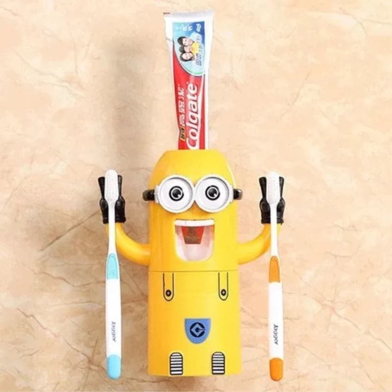 Dispensador de crema dental y porta cepillos con diseño de Minions