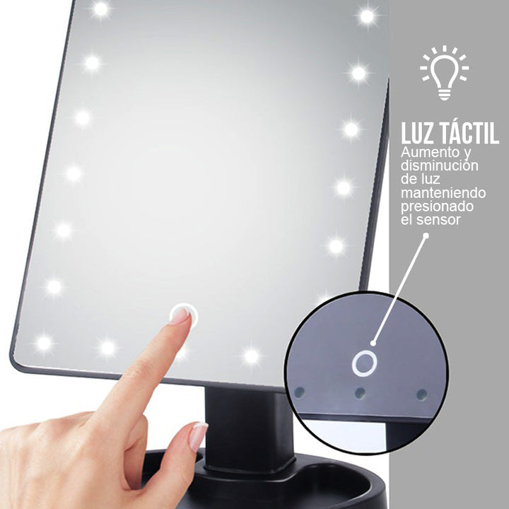 Espejo LED Maquillaje Pantalla Táctil Tocador X22 Luces 1608