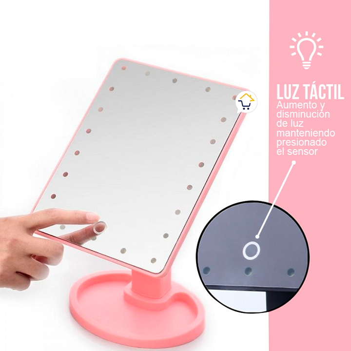 Espejo LED Maquillaje Pantalla Táctil Tocador X22 Luces 1608
